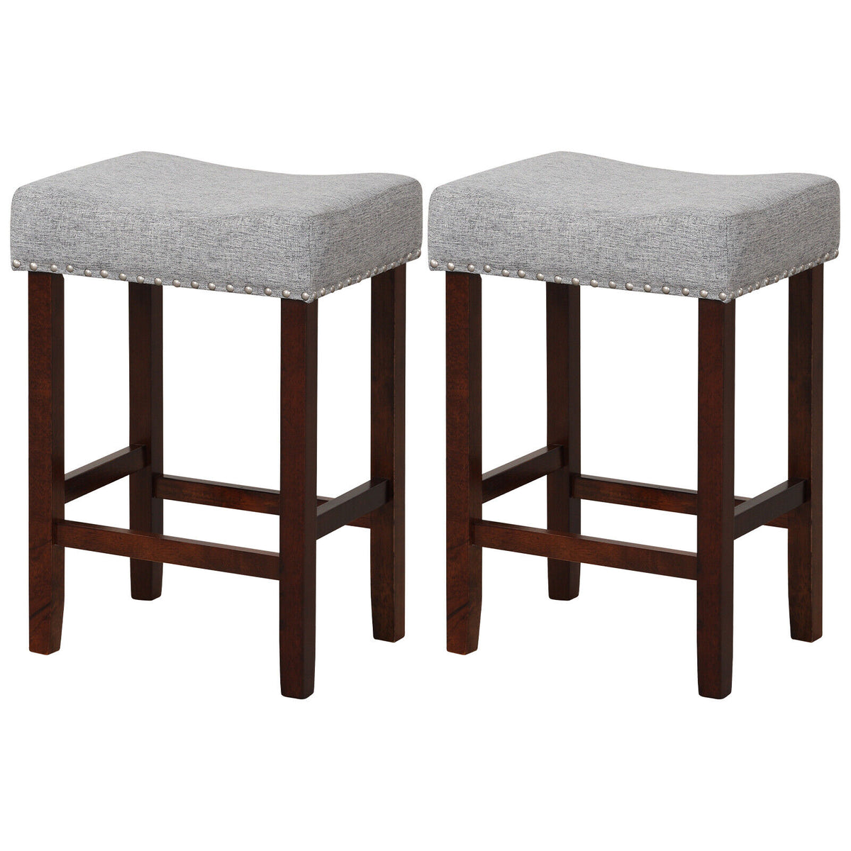 24 Inch Bar Stool with Cushioned Seat - Gray