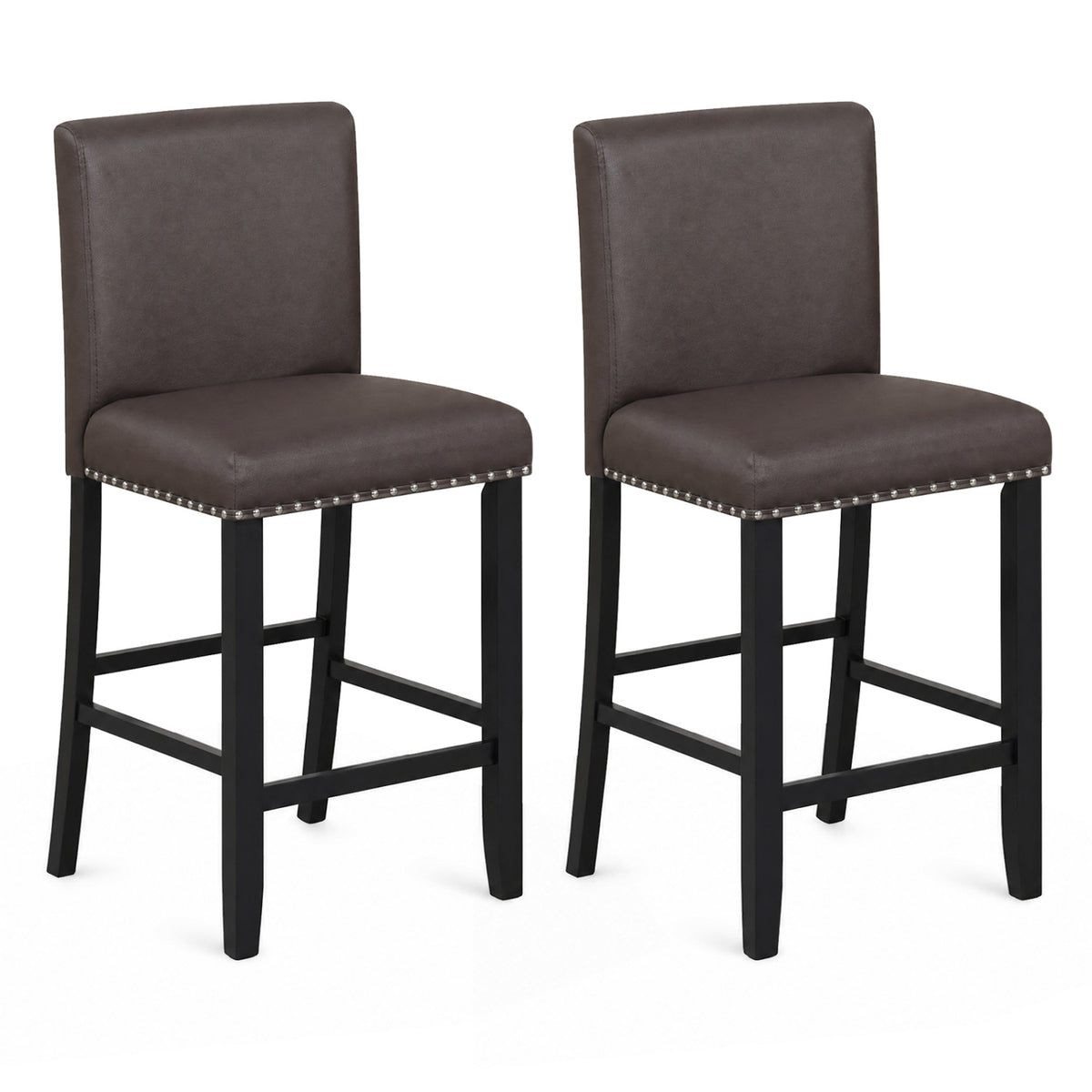 Bar Stools with Back for Kitchen Island, Set of 2 - Brown