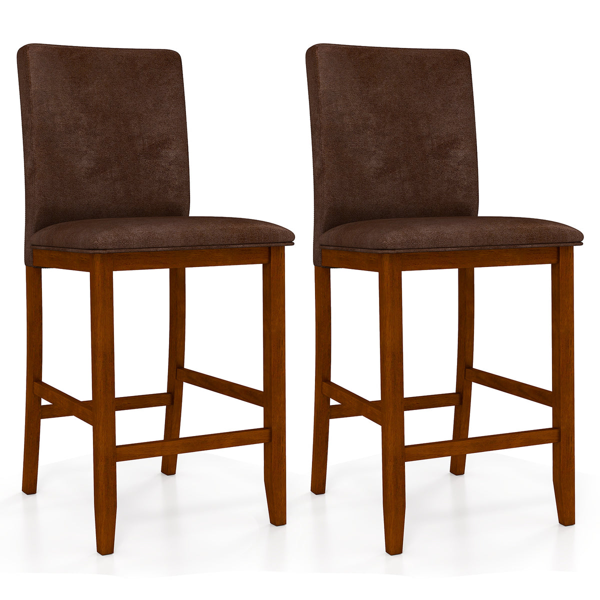 Counter Barstools with Rubberwood Legs, Polyester Fabric - Walnut