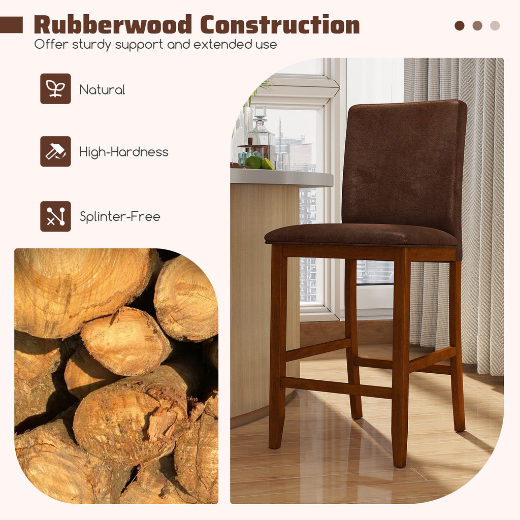 Counter Barstools with Rubberwood Legs, Polyester Fabric - Walnut