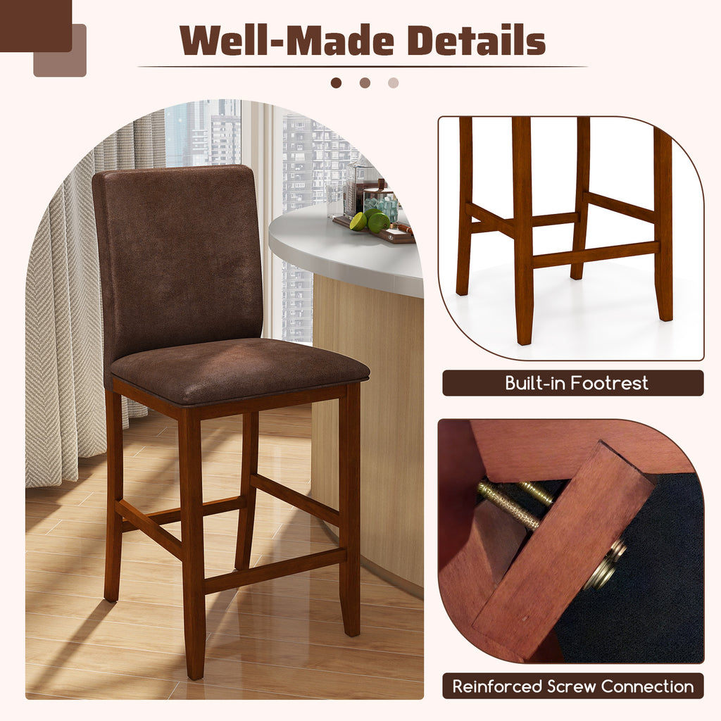 Counter Barstools with Rubberwood Legs, Polyester Fabric - Walnut