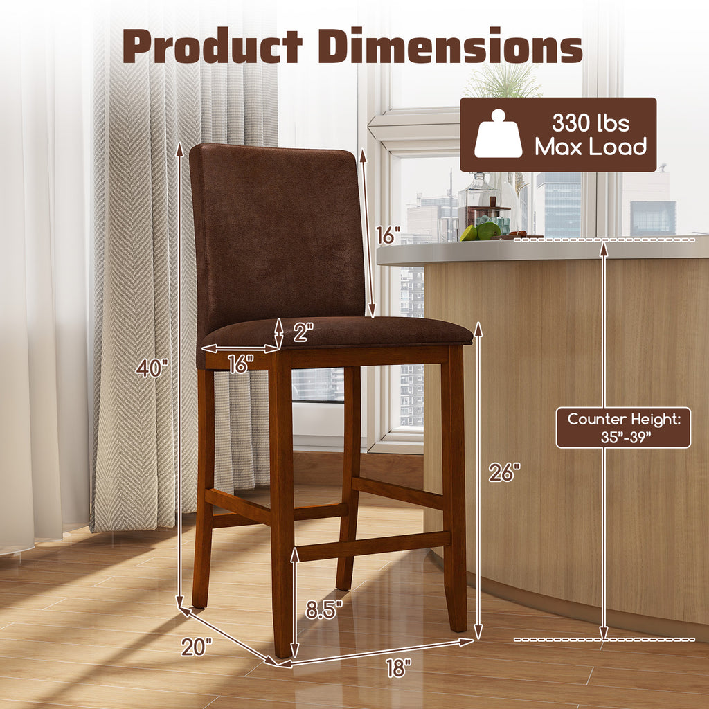 Counter Barstools with Rubberwood Legs, Polyester Fabric - Walnut