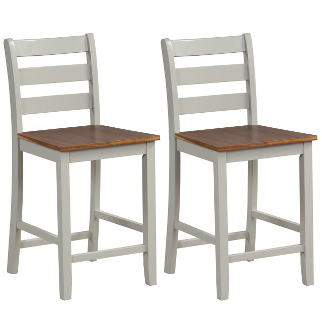 Counter Bar Stools Set of 2 with Backrest - Gray