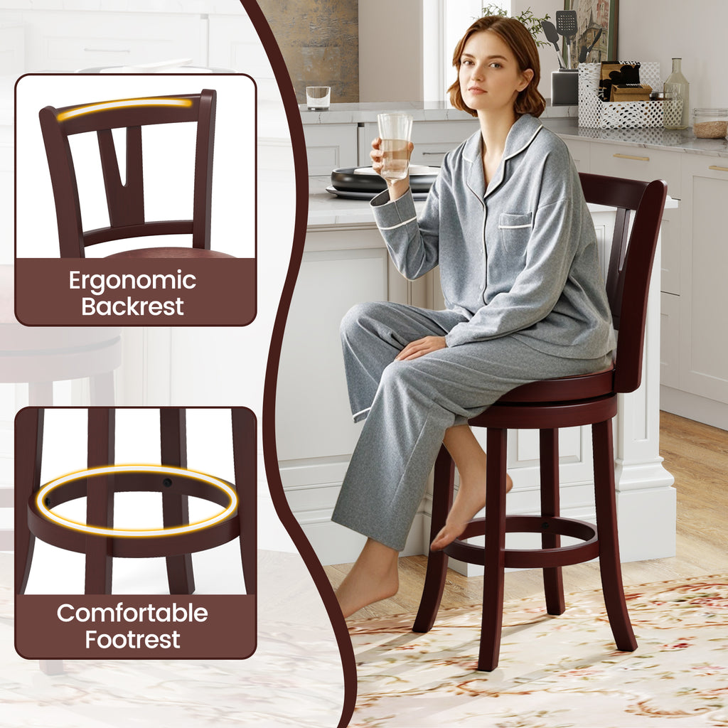 Counter Height Swivel Barstools with High Backs, 26 inches – Set of 2