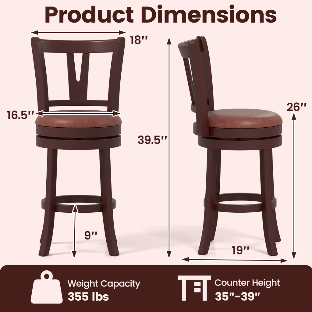 Counter Height Swivel Barstools with High Backs, 26 inches – Set of 2