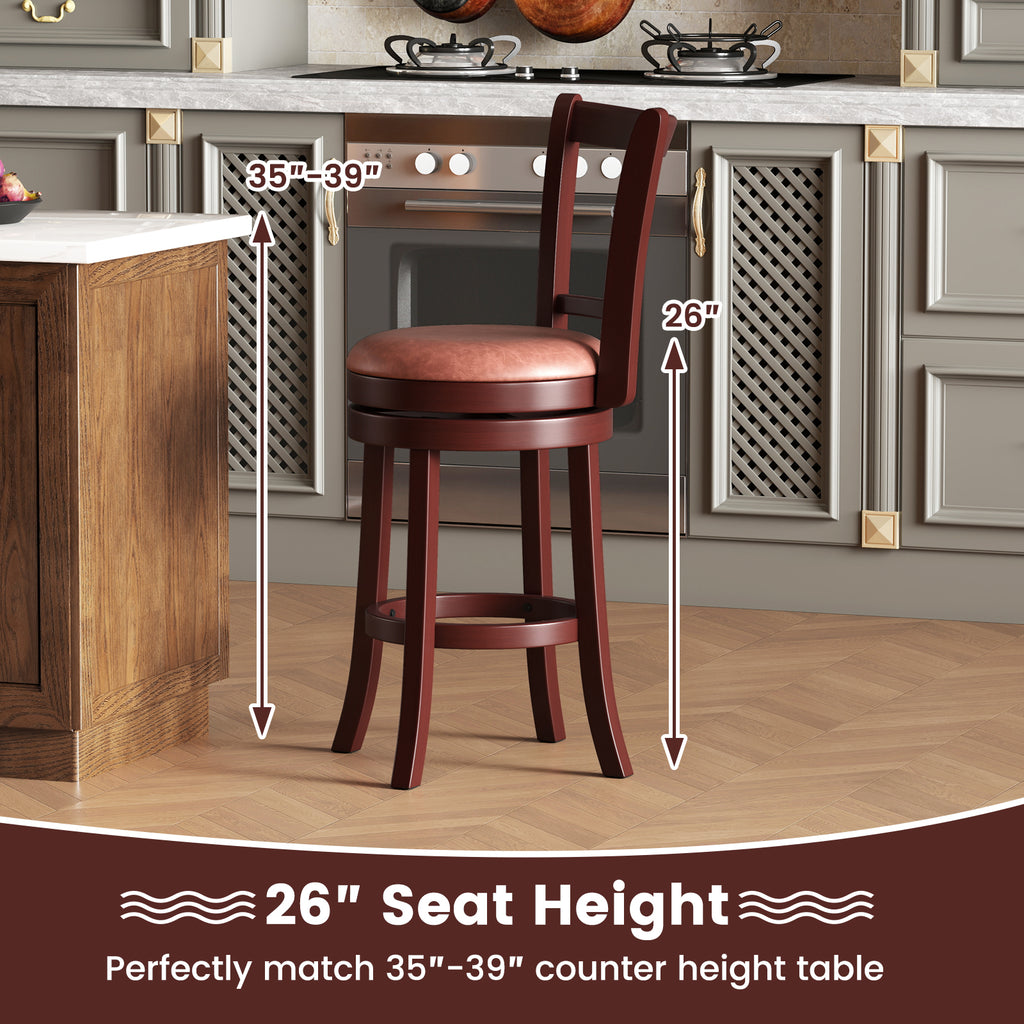 Counter Height Swivel Barstools with High Backs, 26 inches – Set of 2