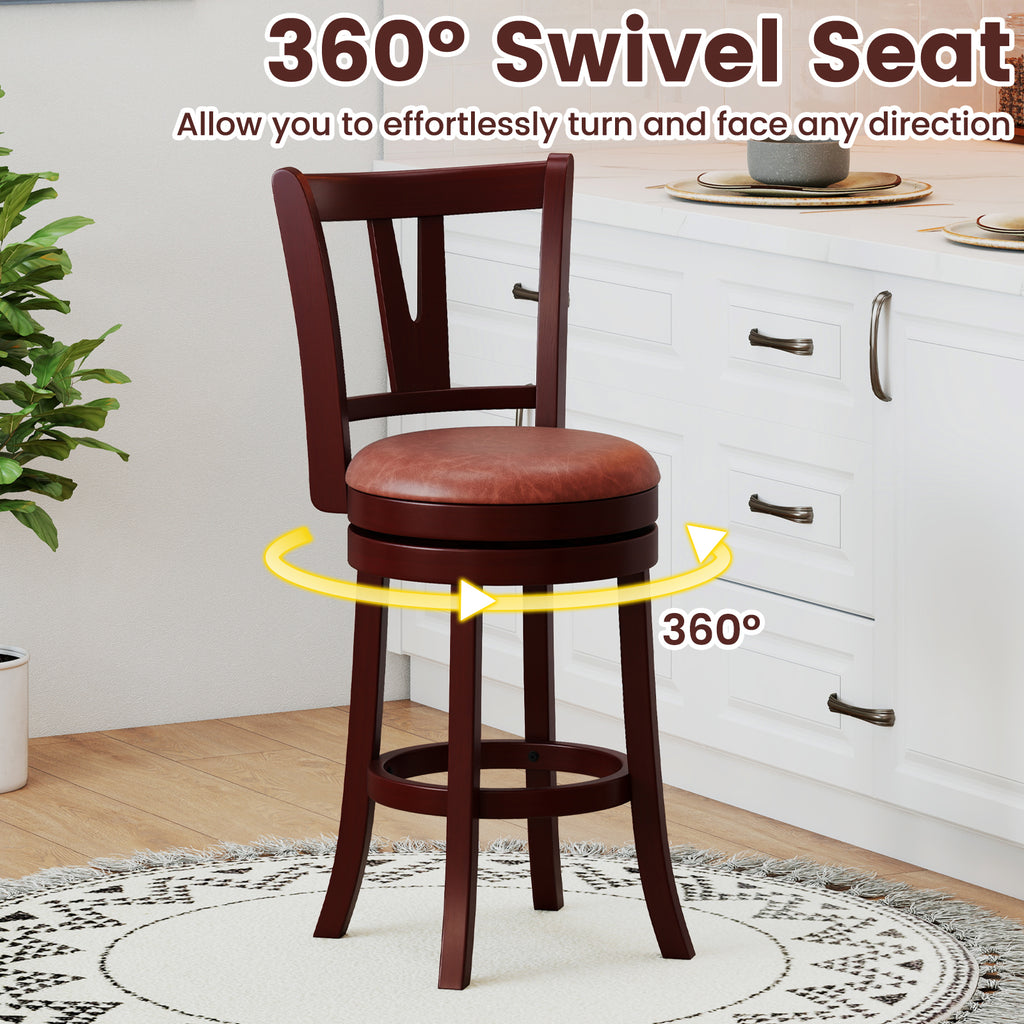 Counter Height Swivel Barstools with High Backs, 26 inches – Set of 2