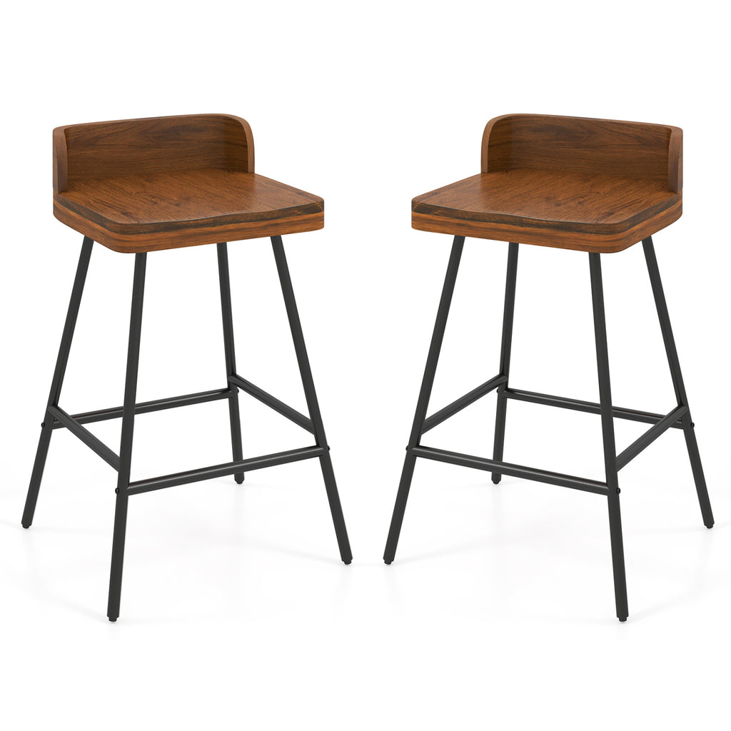 24" Industrial Bar Stool with Wood Seat & Metal Legs - 1 Piece