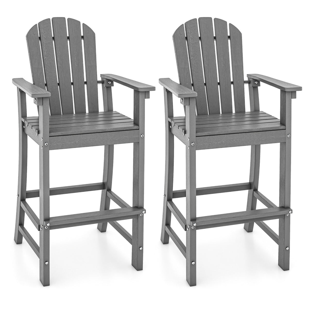30" Counter Height Outdoor Bar Stool with Armrests - Gray