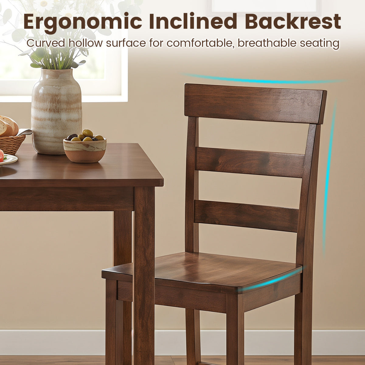 Counter Height Bar Stools with Rubber Wood Frame - 2 Pieces