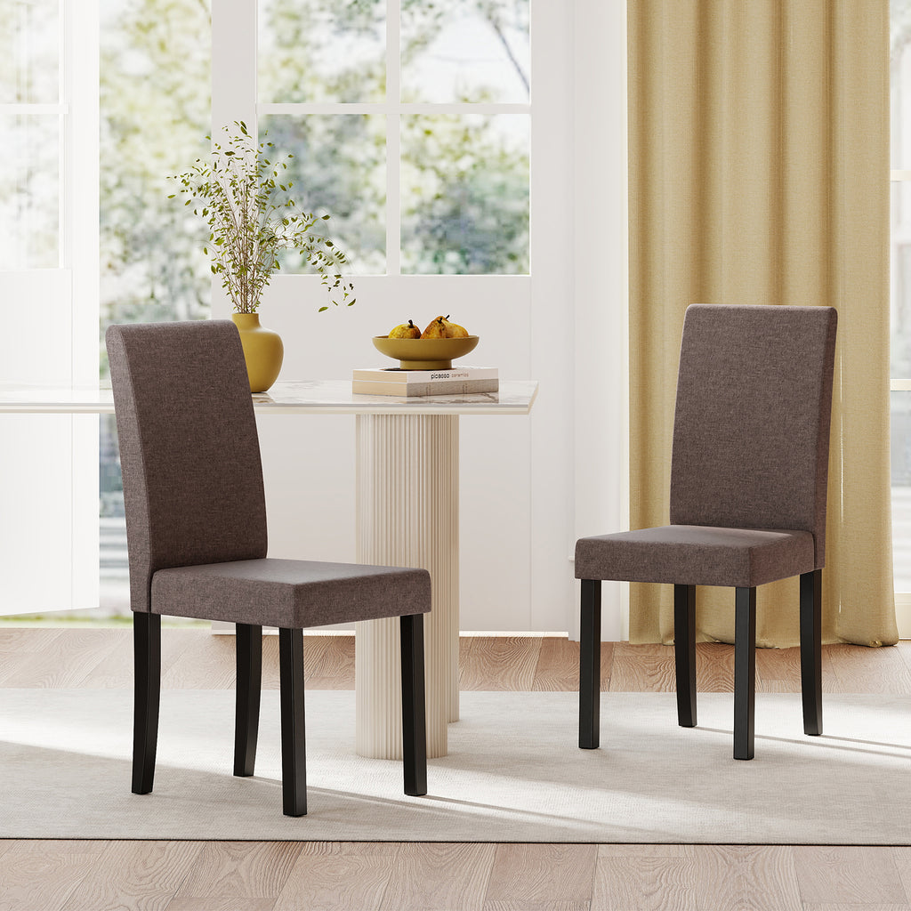 Dining Chair Set of 2 Mid-Century Modern Upholstered Parson - Brown