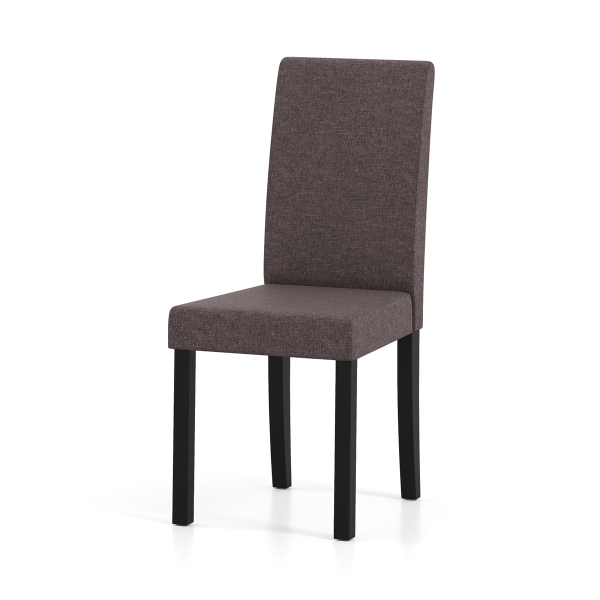 Set of 2 Dining Chairs Mid-Century Modern Upholstered Brown