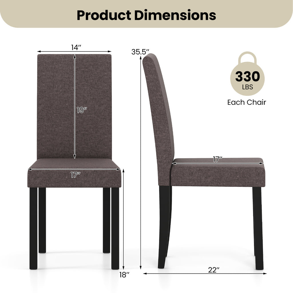 Dining Chair Set of 2 Mid-Century Modern Upholstered Parson - Brown