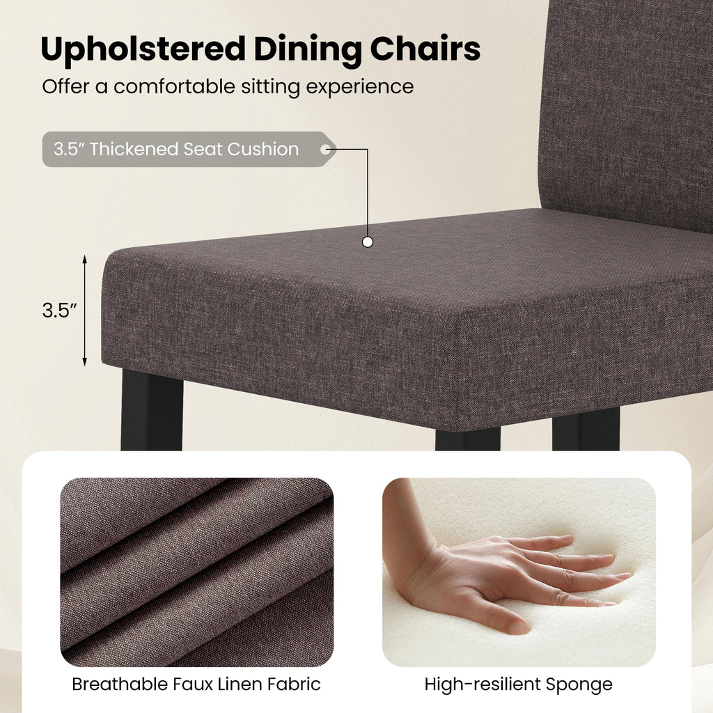 Dining Chair Set of 2 Mid-Century Modern Upholstered Parson - Brown