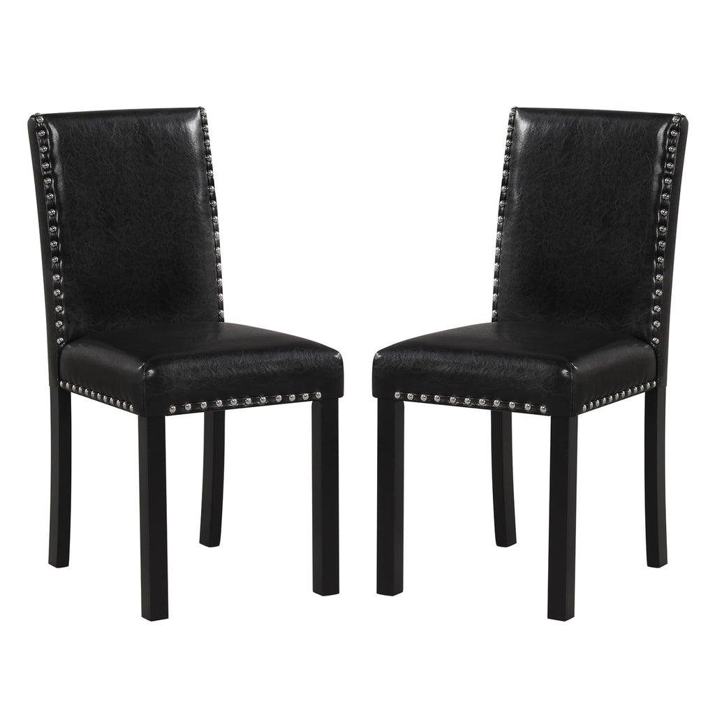 PVC Leather Dining Chairs Set of 2 with Wood Legs