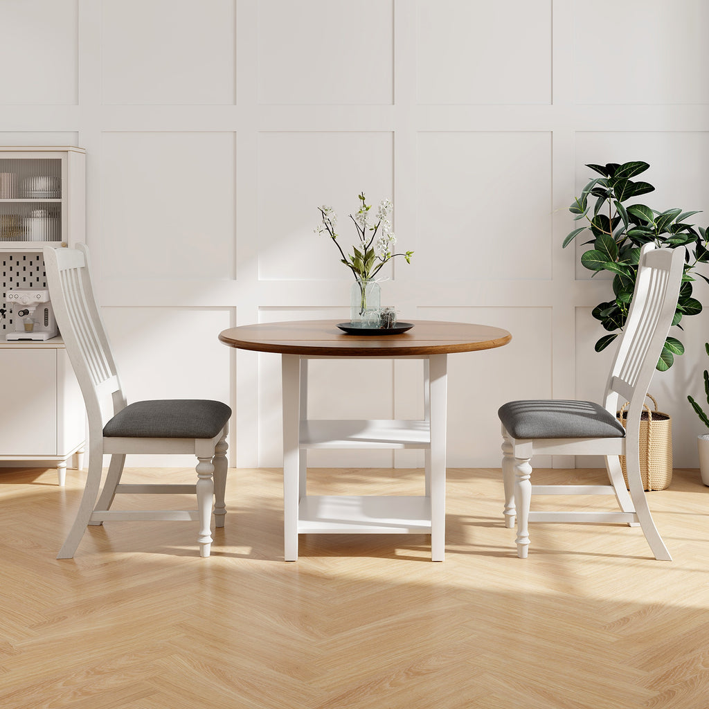 Dining Chairs Set of 2 with Wood Legs - White
