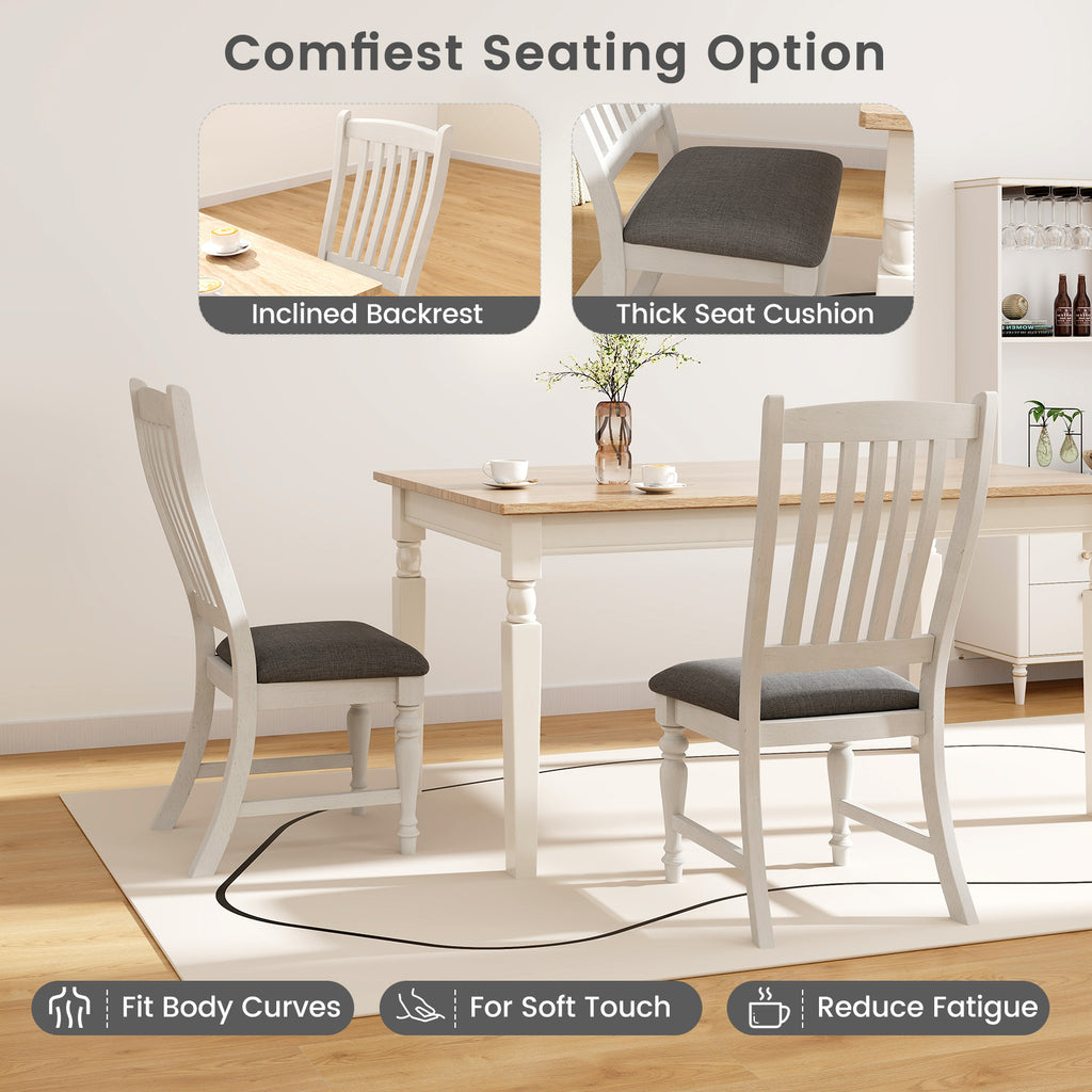 Dining Chairs Set of 2 with Wood Legs - White