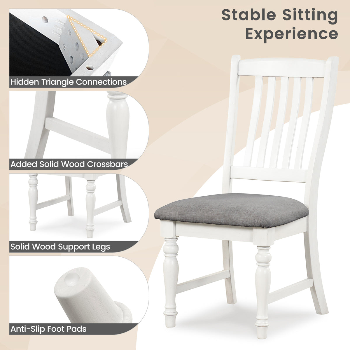 Dining Chairs Set of 2 with Wood Legs - White
