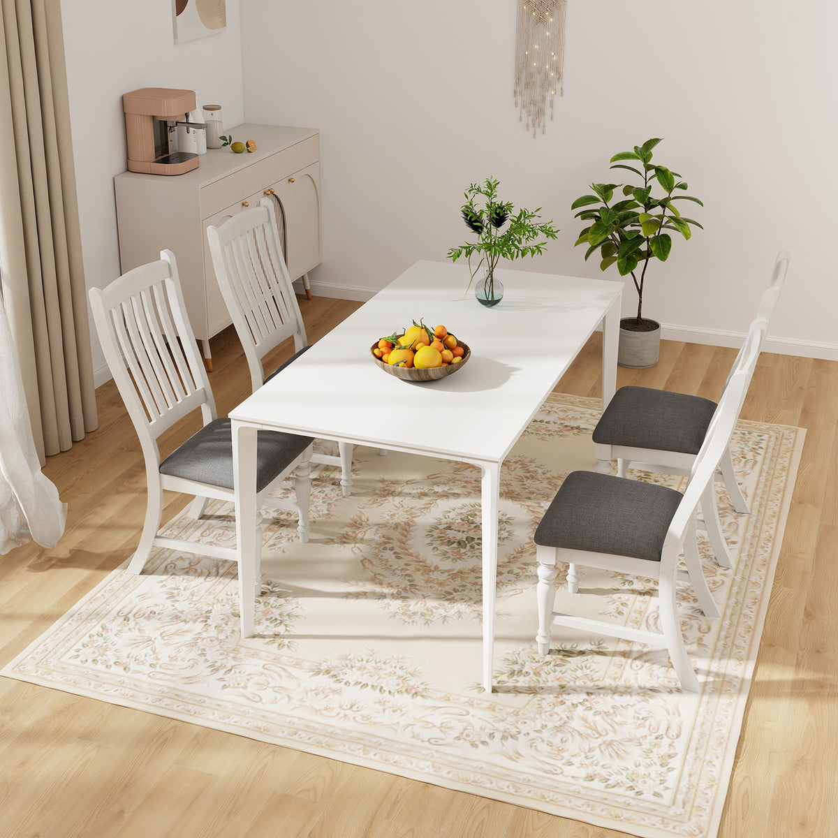 Dining Chairs Set of 2 with Wood Legs - White