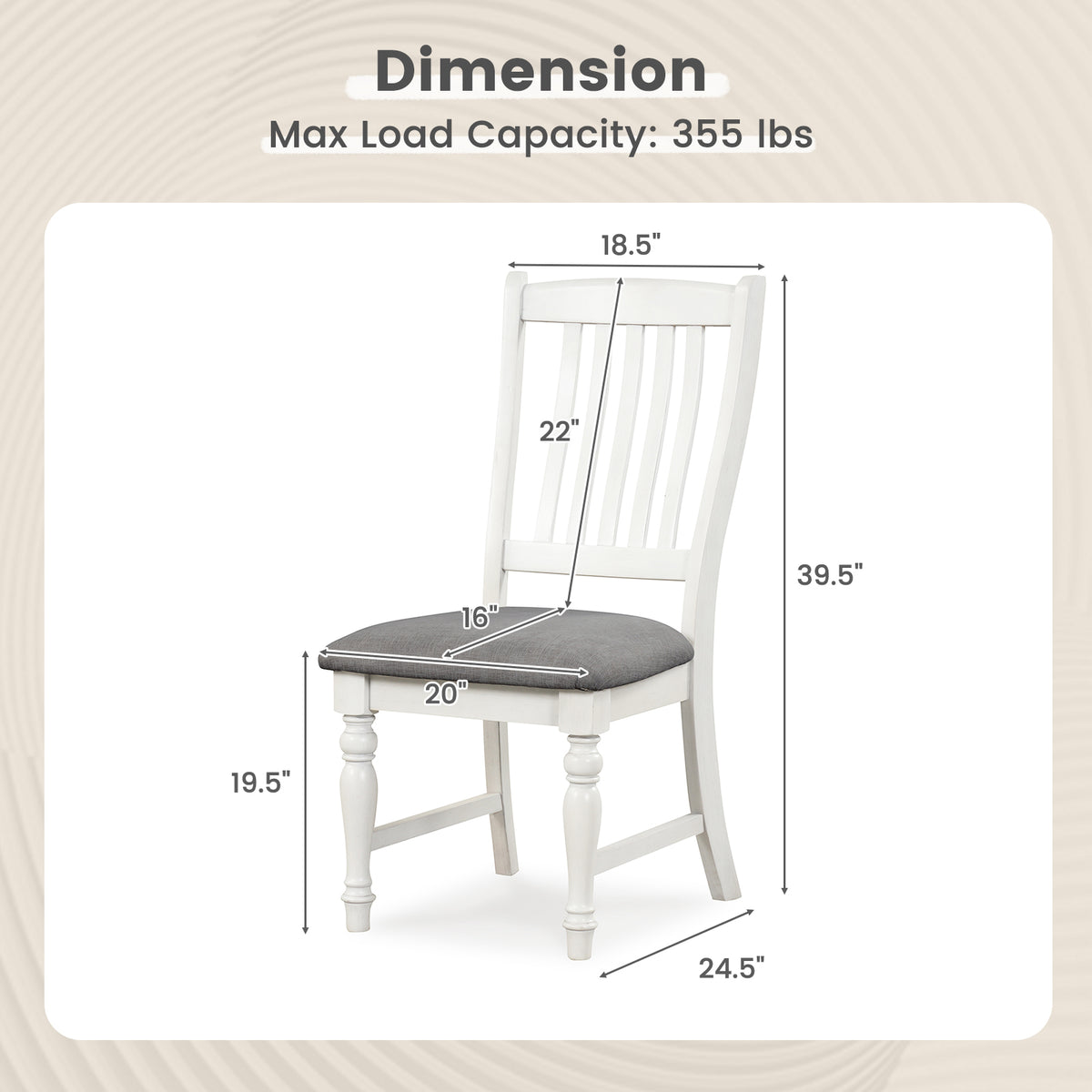 Dining Chairs Set of 2 with Wood Legs - White