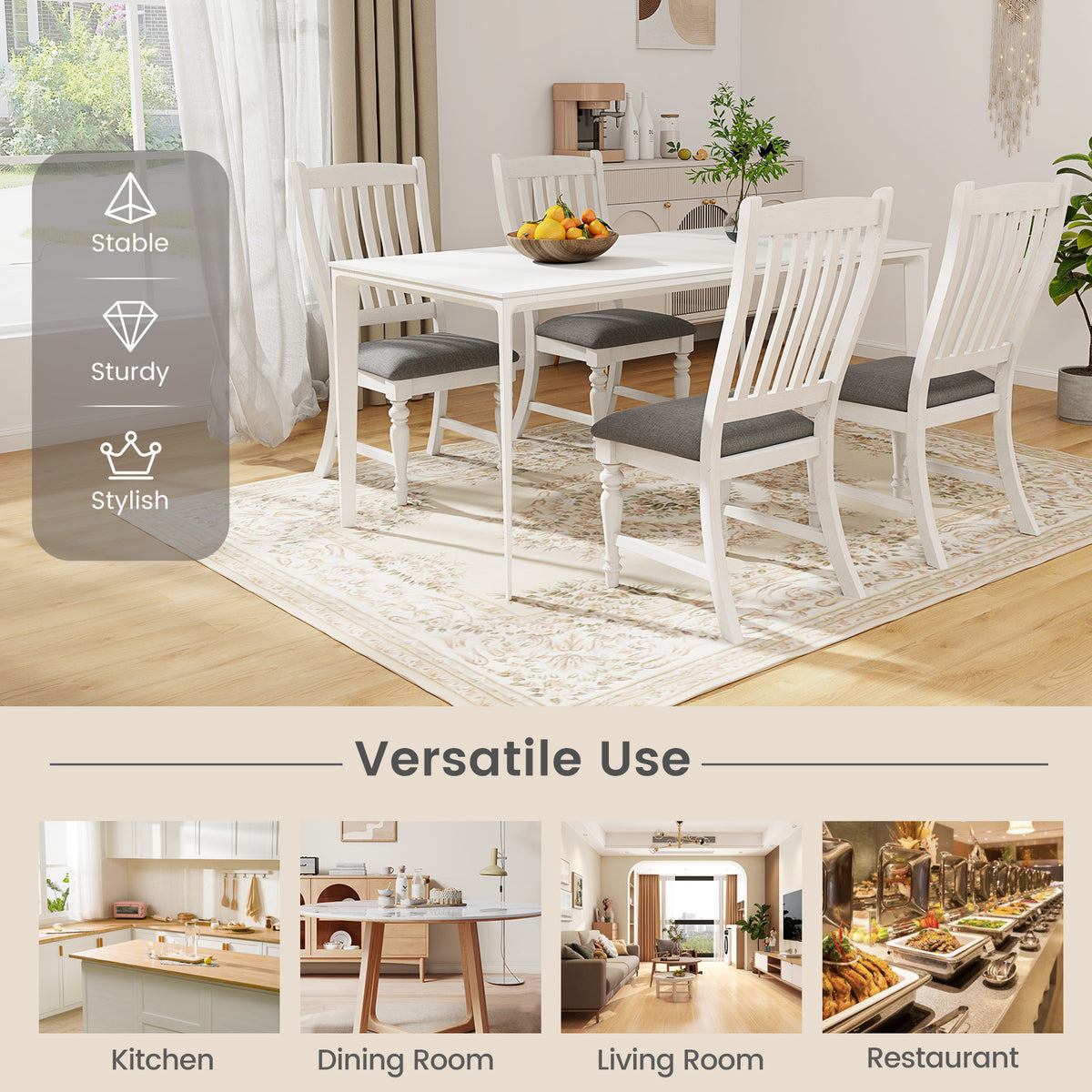 Dining Chairs Set of 2 with Wood Legs - White