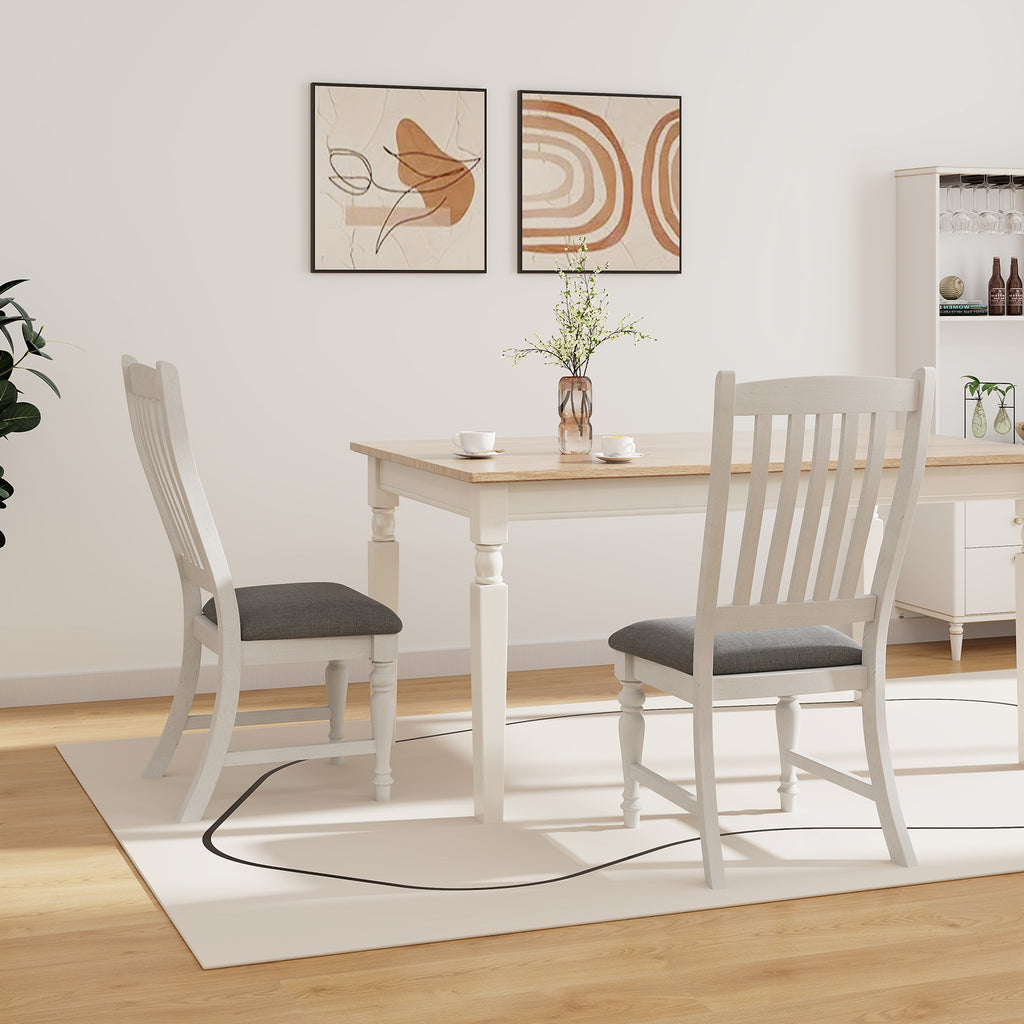 Dining Chairs Set of 2 with Wood Legs - White