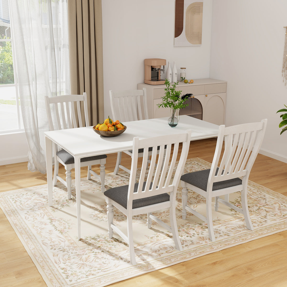 Dining Chairs Set of 2 with Wood Legs - White