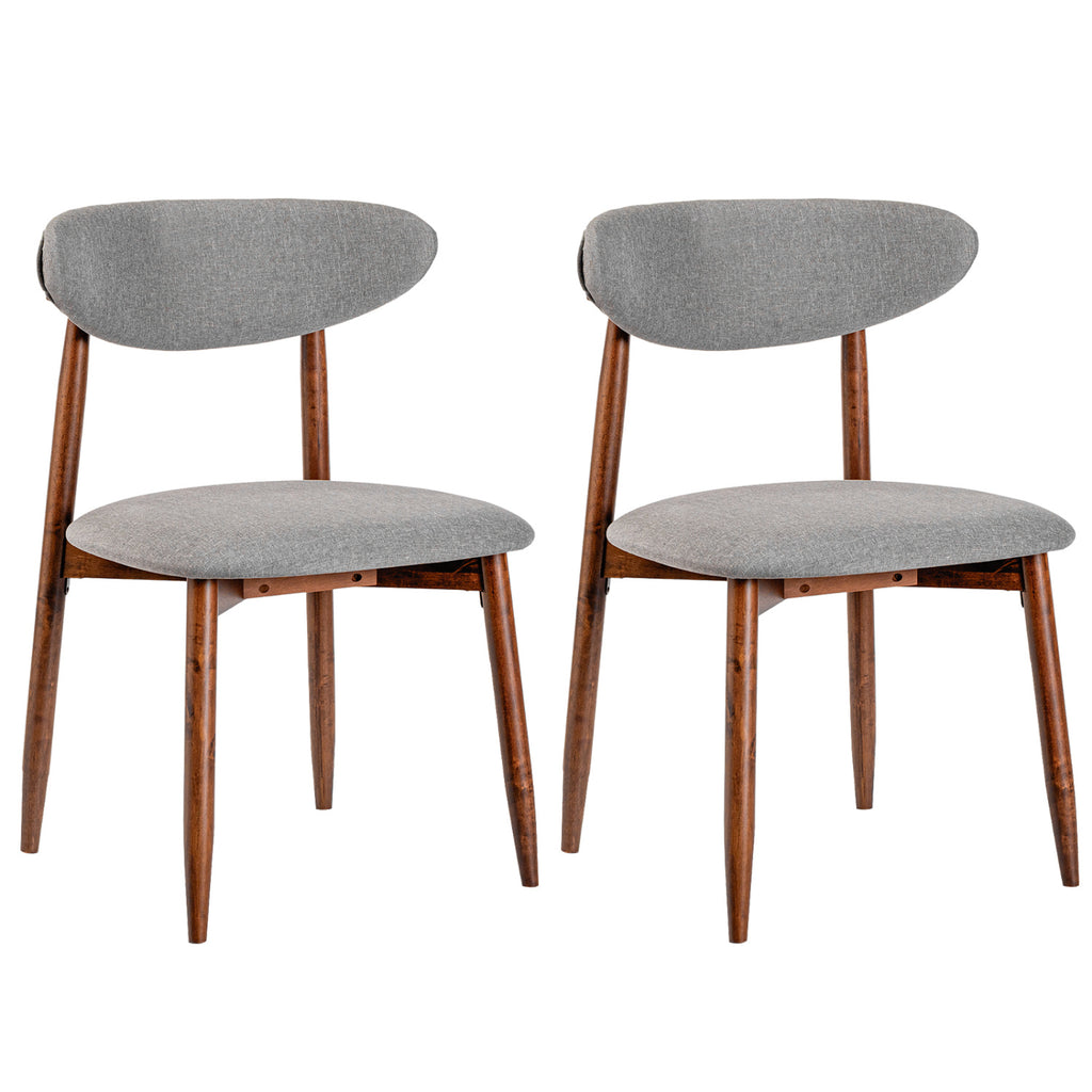 Fabric Upholstered Dining Chairs Set of 2 - Gray Polyester