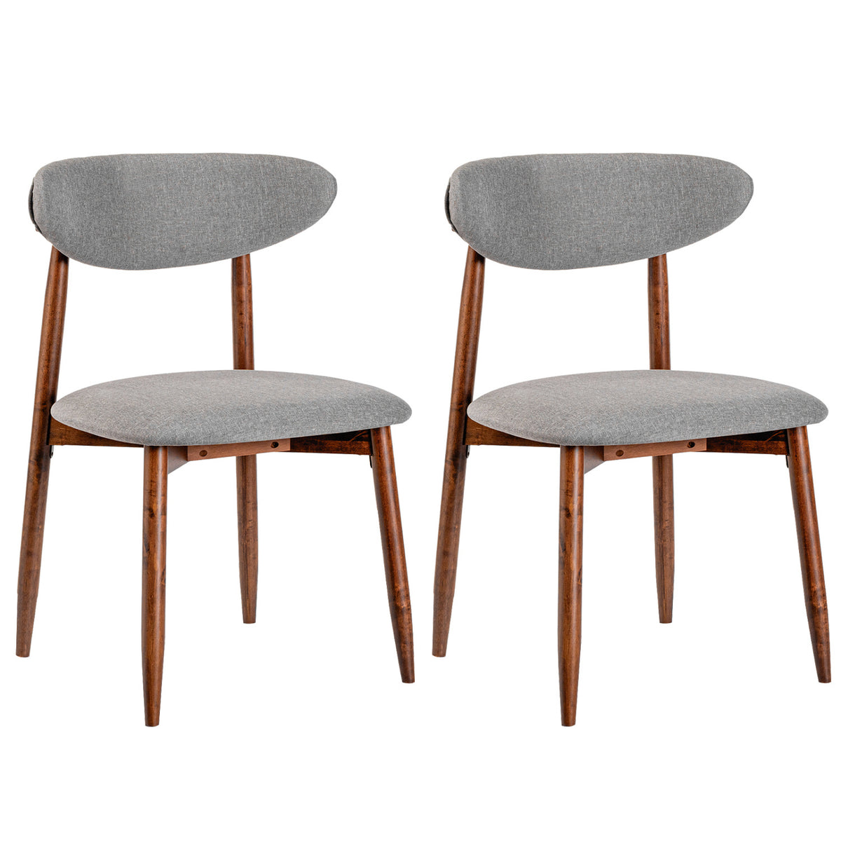 Fabric Upholstered Dining Chairs Set of 2 - Gray Polyester