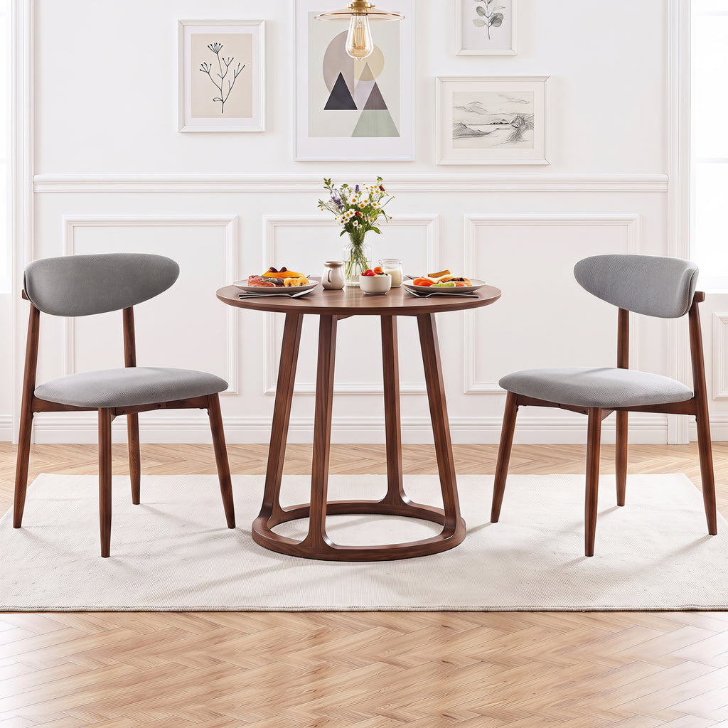 Fabric Upholstered Dining Chairs Set of 2 - Gray Polyester