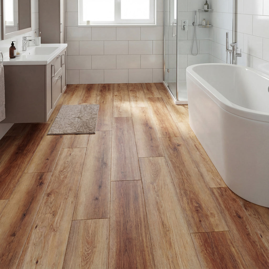 48 Pack Brown Vinyl Floor Tiles Waterproof Vinyl Plank Flooring Set - Costway