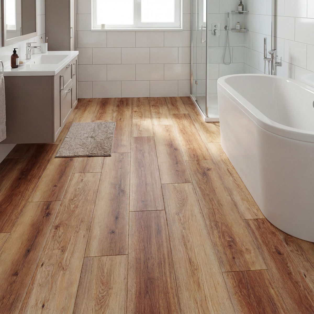 48 Pack Brown Vinyl Floor Tiles Waterproof Vinyl Plank Flooring Set - Costway
