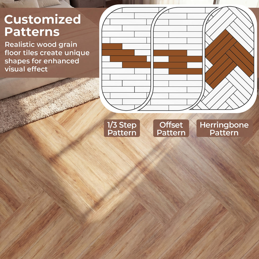 48 Pack Brown Vinyl Floor Tiles Waterproof Vinyl Plank Flooring Set - Costway