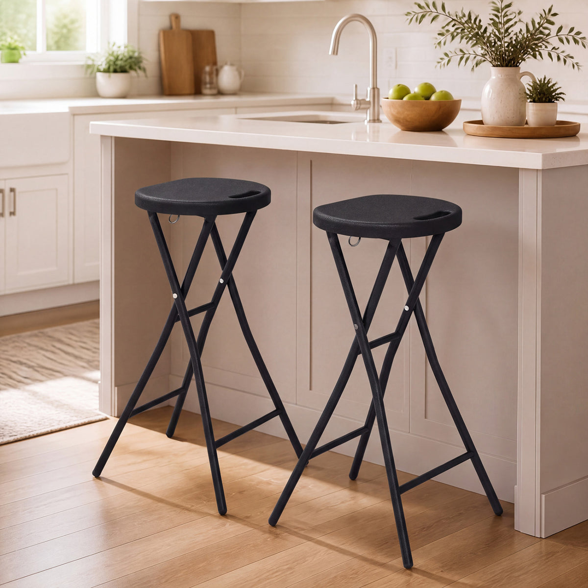 Set of 2 Folding Bar Stools 27.5" - Black