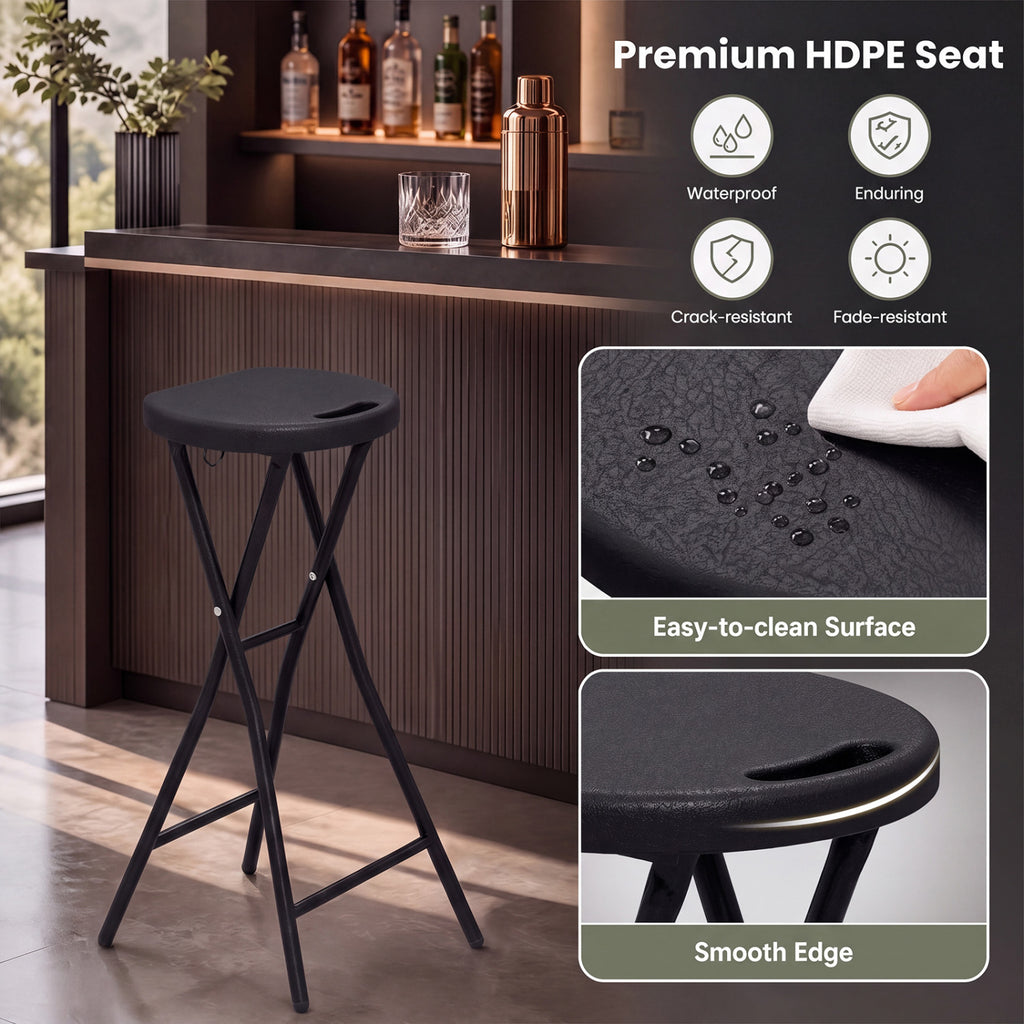 Set of 2 Folding Bar Stools 27.5" - Black