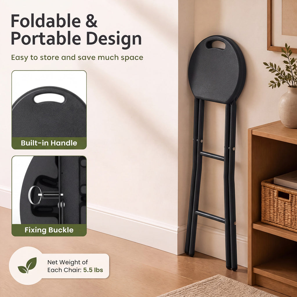 Set of 2 Folding Bar Stools 27.5" - Black