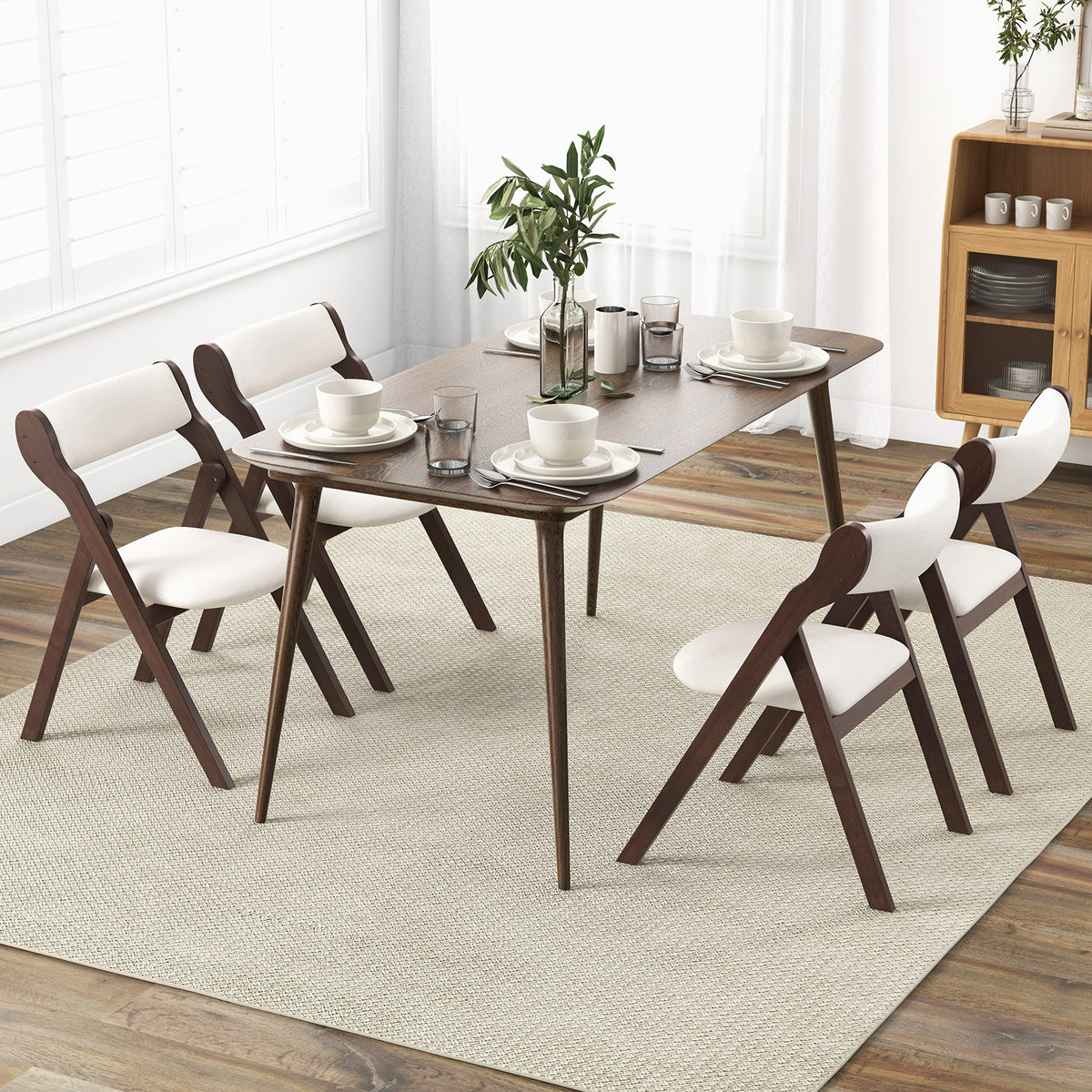 Folding Chair Set of 2 with Padded Seat, Brown