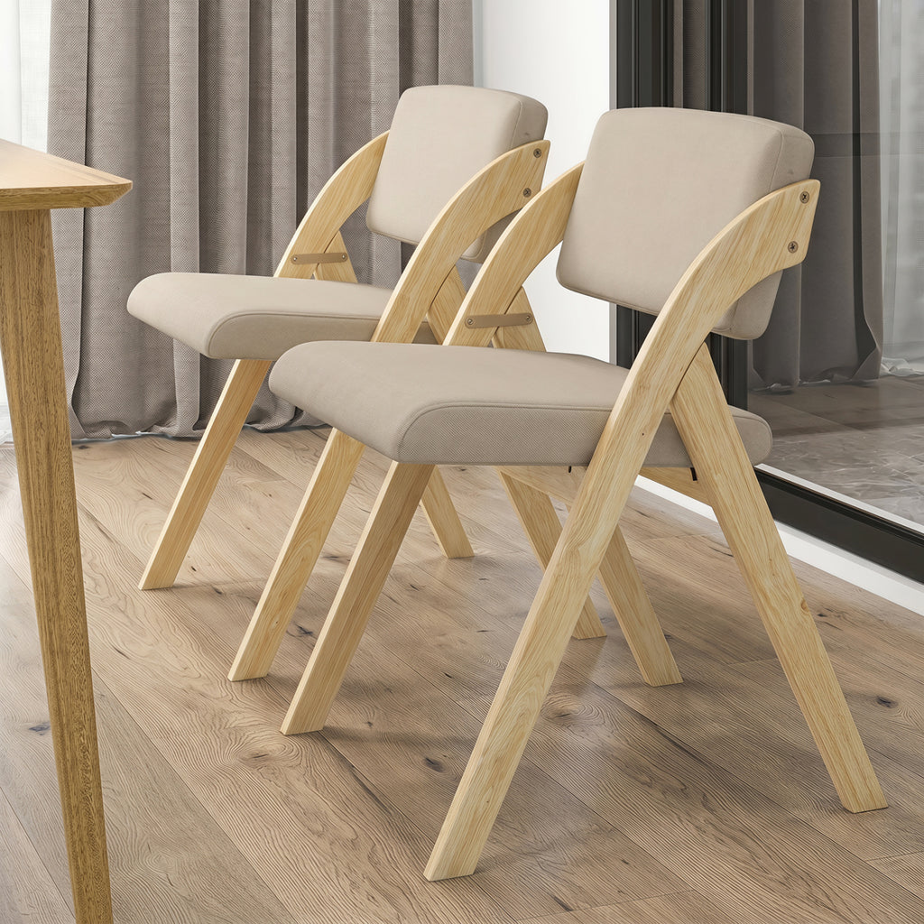 Folding Kitchen Dining Chairs Set of 2 - Natural