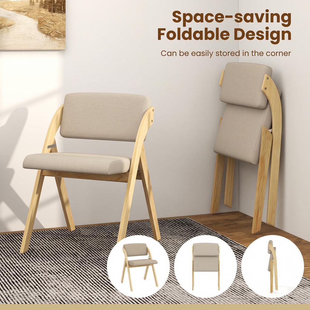 Folding Kitchen Dining Chairs Set of 2 - Natural