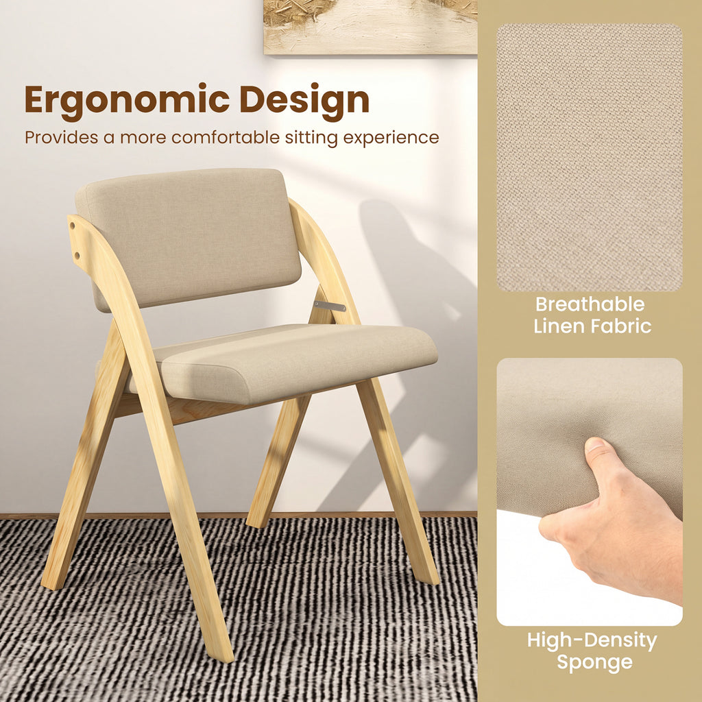 Folding Kitchen Dining Chairs Set of 2 - Natural