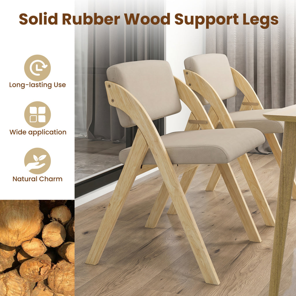 Folding Kitchen Dining Chairs Set of 2 - Natural