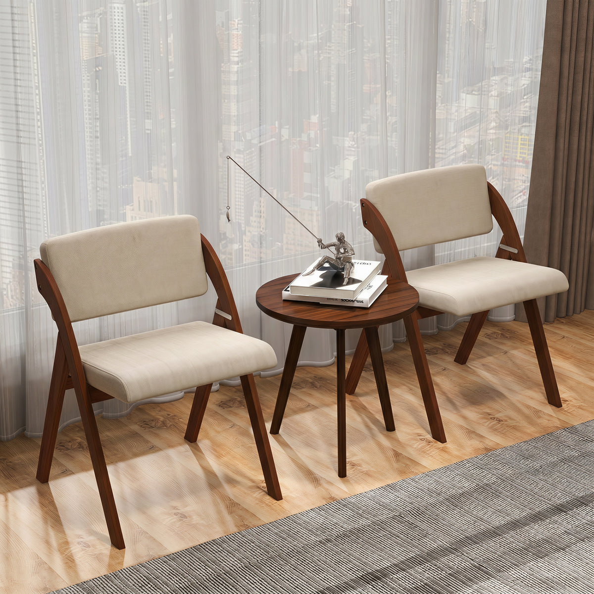 Folding Dining Chairs Set of 2 - Walnut