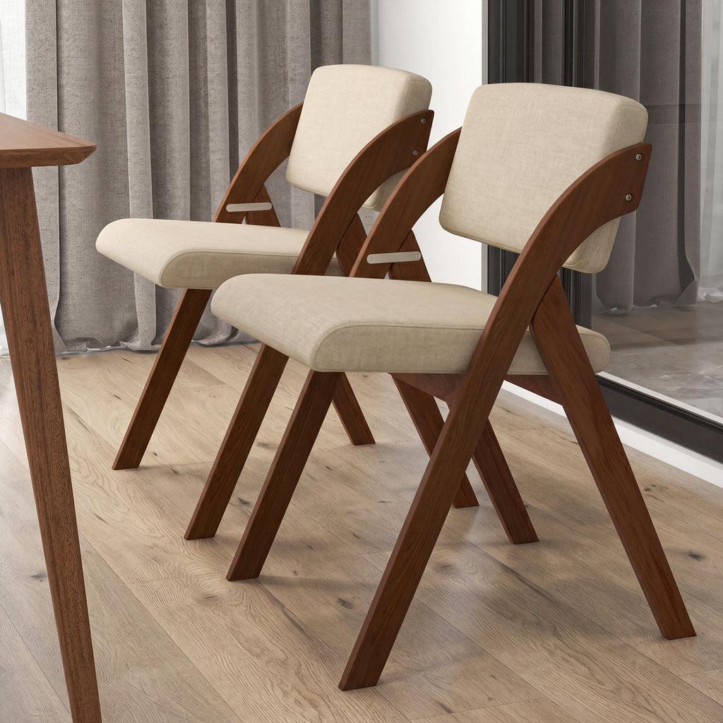 Folding Dining Chairs Set of 2 - Walnut