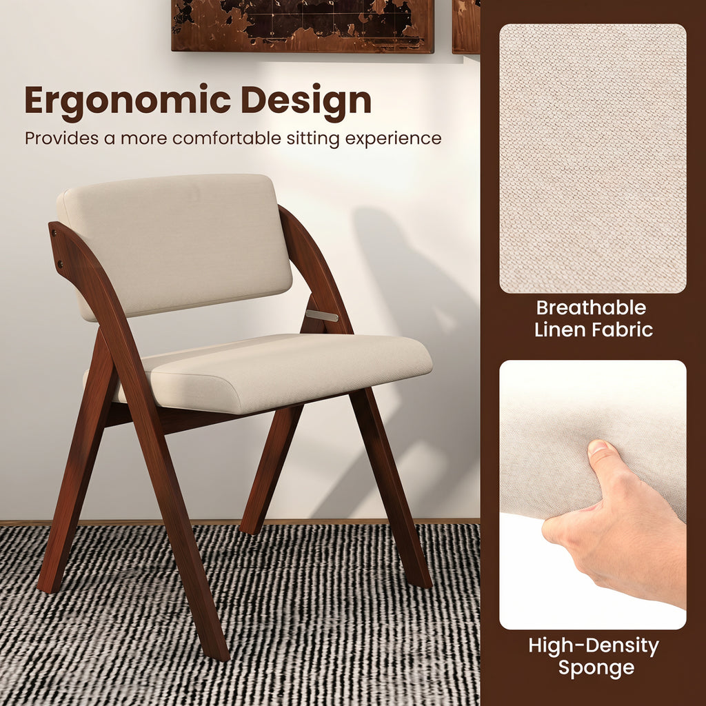 Folding Dining Chairs Set of 2 - Walnut