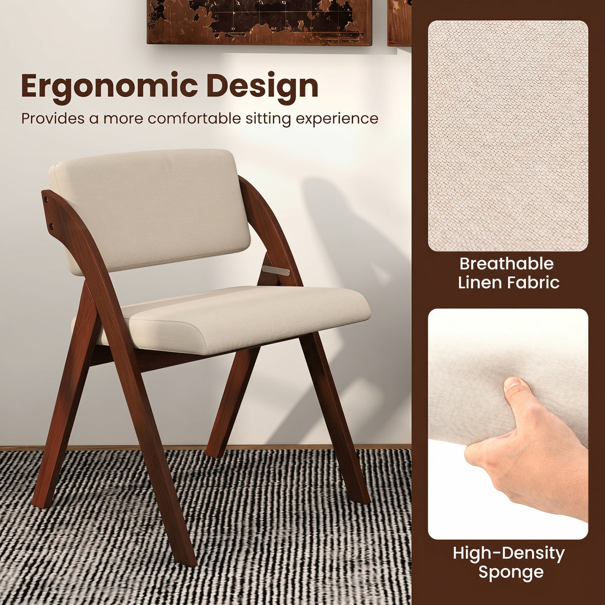 Folding Dining Chairs Set of 2 - Walnut