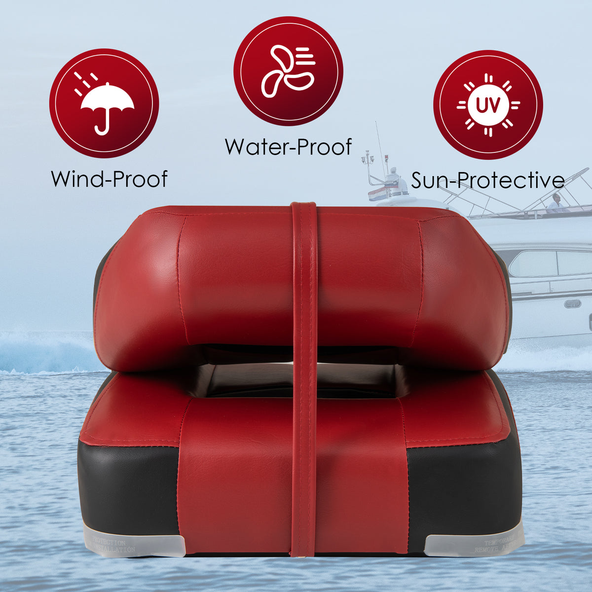 Boat Seat Set of 2 Folding Low Back Fishing Boat Seats - Red Variation