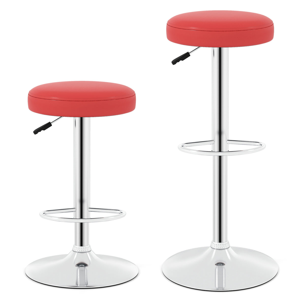 Height-Adjustable Swivel Bar Stool Set of 2 - Red
