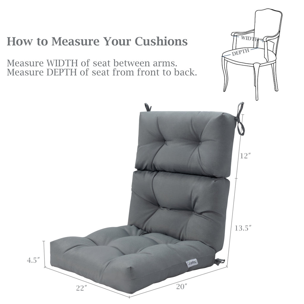 Set of 2 High Back Chair Cushion with Adjustable Height