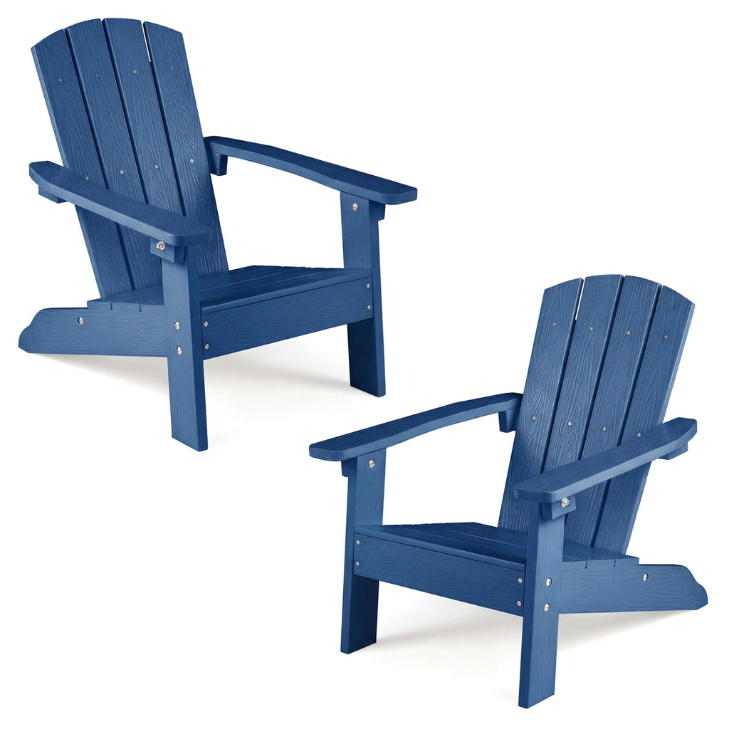 Kids Adirondack Chair Set - Navy with High Backrest & Armrests, 2-Pack