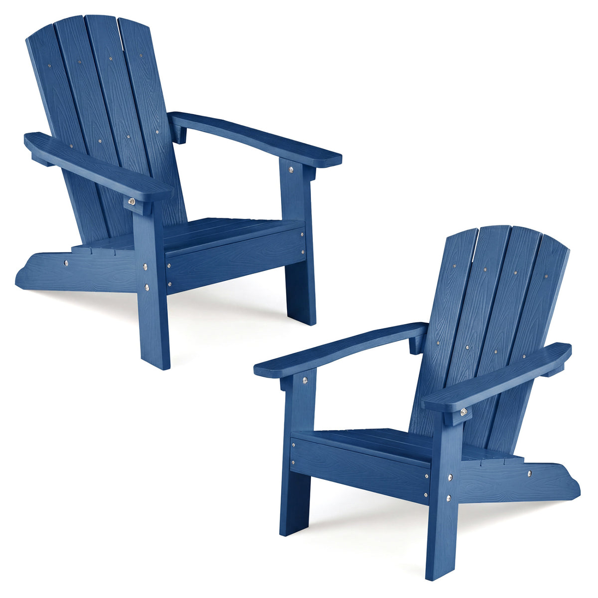 Kids Adirondack Chair Set - Navy with High Backrest & Armrests, 2-Pack